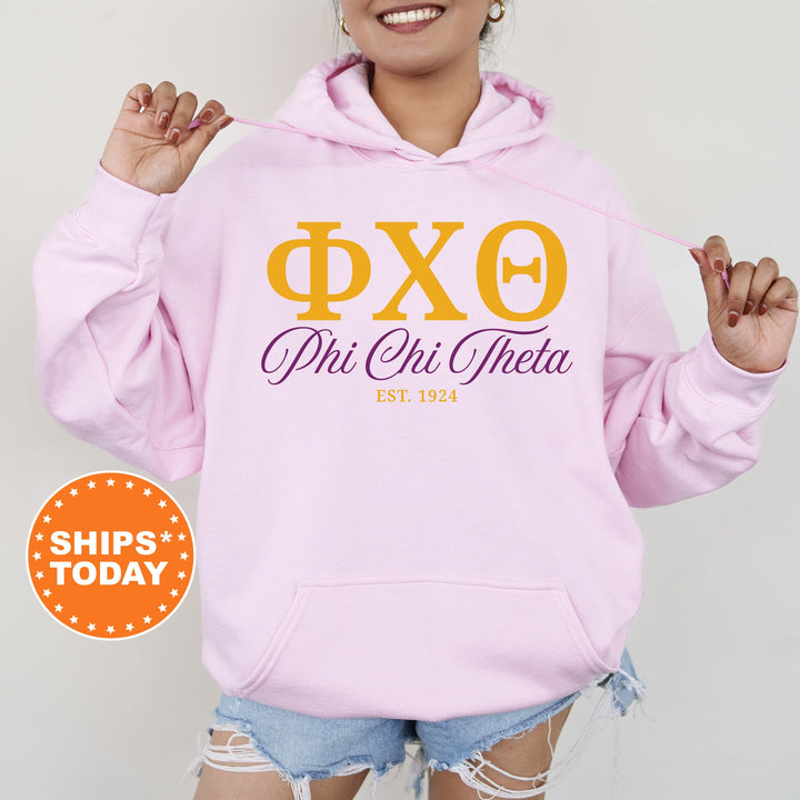 Phi Chi Theta Letter Unity COED Sweatshirt | Phi Chi Theta Greek Letters Sweatshirt | COED Fraternity Gift | Greek Apparel _ 15375g