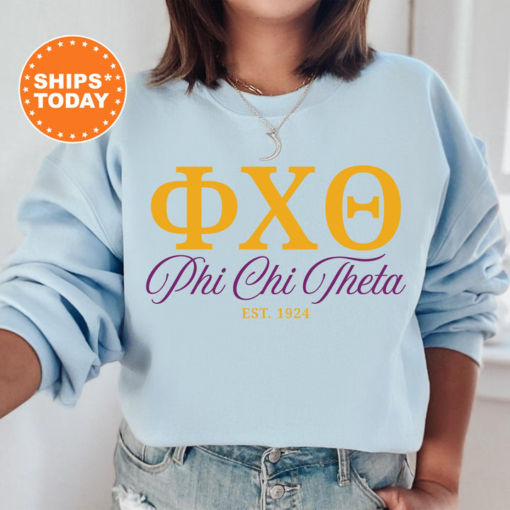 Phi Chi Theta Letter Unity COED Sweatshirt | Phi Chi Theta Greek Letters Sweatshirt | COED Fraternity Gift | Greek Apparel _ 15375g