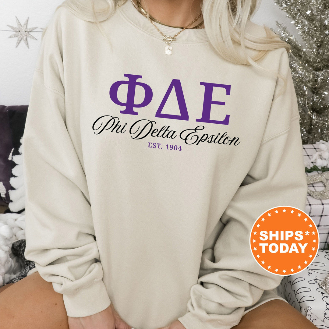 Phi Delta Epsilon Letter Unity COED Sweatshirt | Phi Delta Epsilon Greek Letters Sweatshirt | COED Fraternity Gift | Greek Apparel _ 15376g