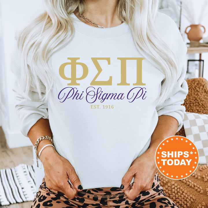Phi Sigma Pi Letter Unity COED Sweatshirt | Phi Sigma Pi Greek Letters Sweatshirt | COED Fraternity Gift | Greek Apparel _ 15377g