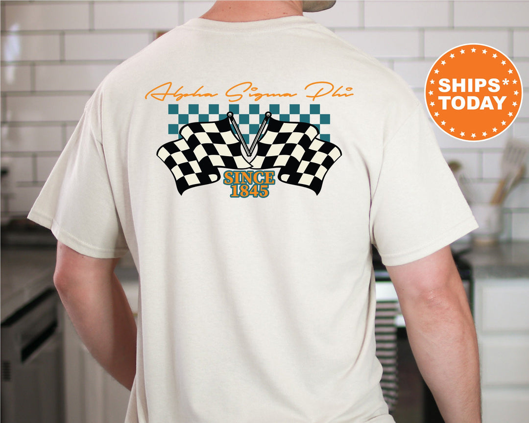 Alpha Sigma Phi Race Banner Fraternity T-Shirt | Alpha Sig Comfort Colors Tees | Bid Day | Rush Pledge Shirt | Custom Greek Apparel _ 11921g