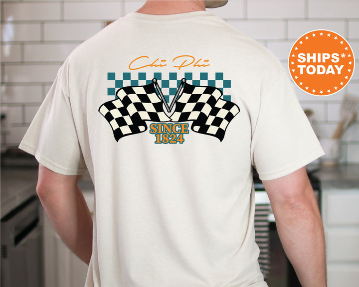 Chi Phi Race Banner Fraternity T-Shirt | Chi Phi Comfort Colors Tees | Bid Day Gift | Rush Pledge Shirt | Custom Greek Apparel _ 11924g