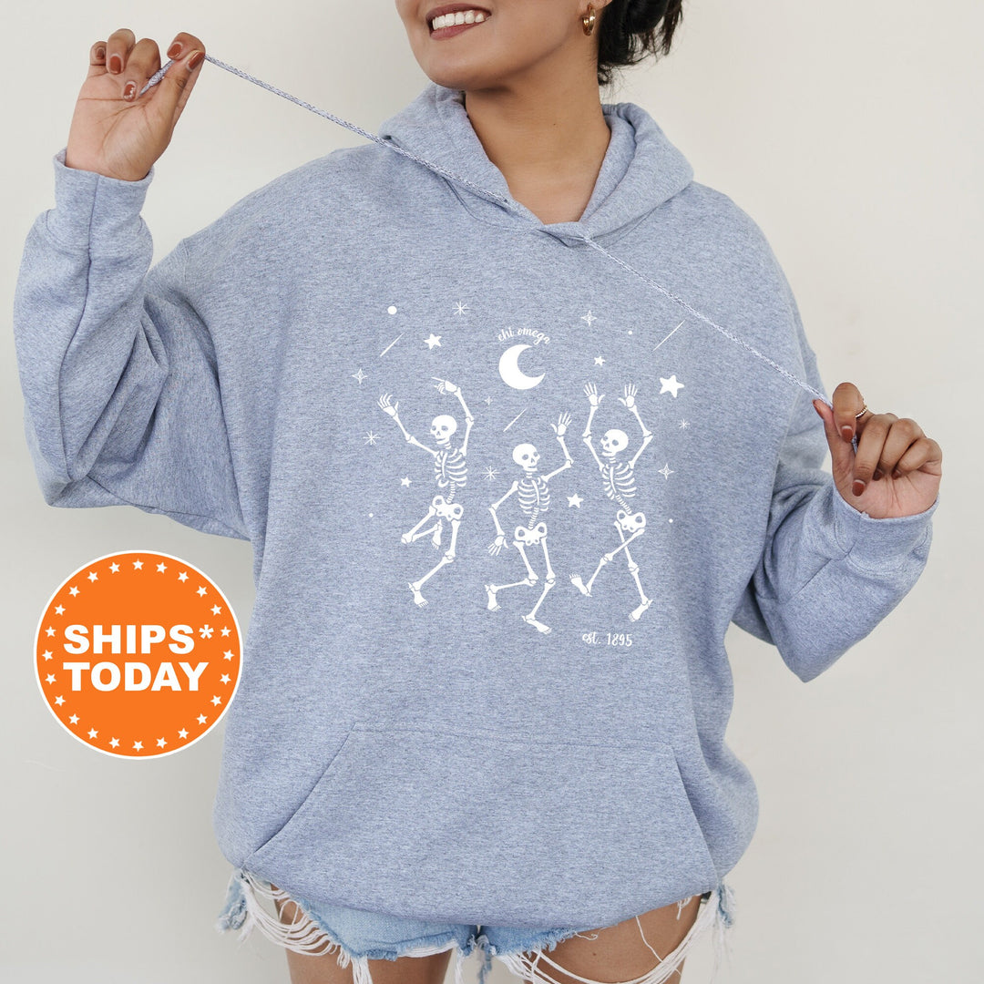 Chi Omega Skeleton Groove Sorority Sweatshirt | Chi O Halloween Sweatshirt | Spooky Sweatshirt | Sorority Gifts | Greek Apparel _ 17090g