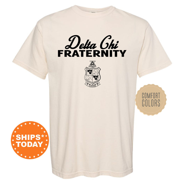 Delta Chi Simple Crest Fraternity T-Shirt | DChi Crest Shirt | Rush Pledge Shirt | Fraternity Bid Day Gift | Comfort Colors Tees _ 9815g