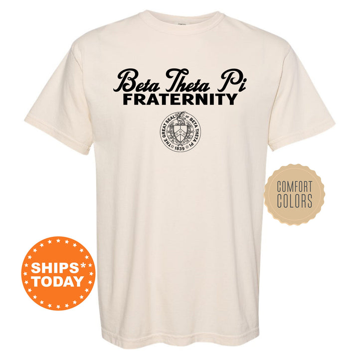 Beta Theta Pi Simple Crest Fraternity T-Shirt | Beta Crest Shirt | Rush Pledge Shirt | Fraternity Bid Day Gift | Comfort Colors Tees _ 9813g