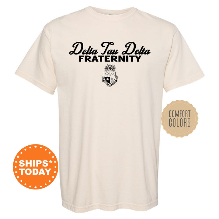 Delta Tau Delta Simple Crest Fraternity T-Shirt | Delt Crest Shirt | Rush Pledge Shirt | Frat Bid Day Gift | Comfort Colors Tees _ 9817g