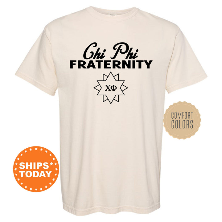 Chi Phi Simple Crest Fraternity T-Shirt | Chi Phi Crest Shirt | Rush Pledge Shirt | Fraternity Bid Day Gift | Comfort Colors Tees _ 9814g