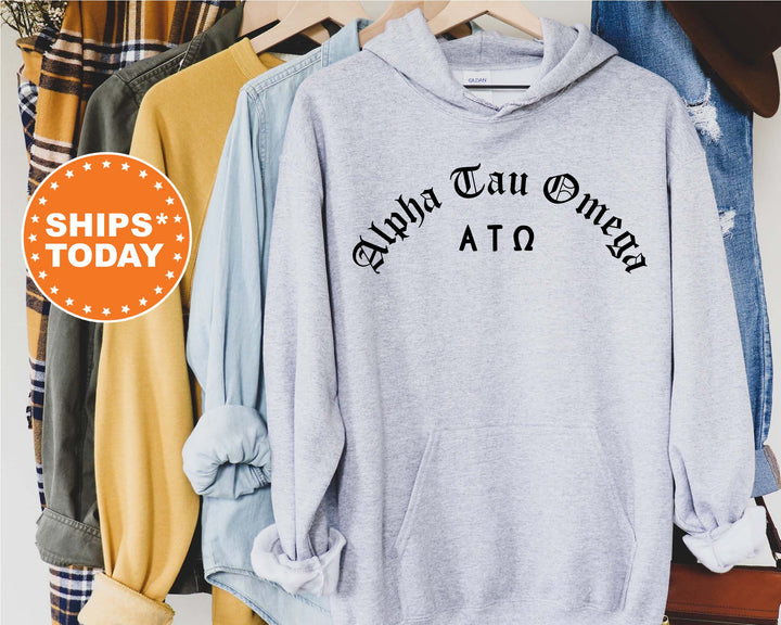 Alpha Tau Omega Old English Oaths Fraternity Sweatshirt | ATO Sweatshirt | Rush Sweatshirt | Bid Day Gift | College Greek Apparel _ 11179g