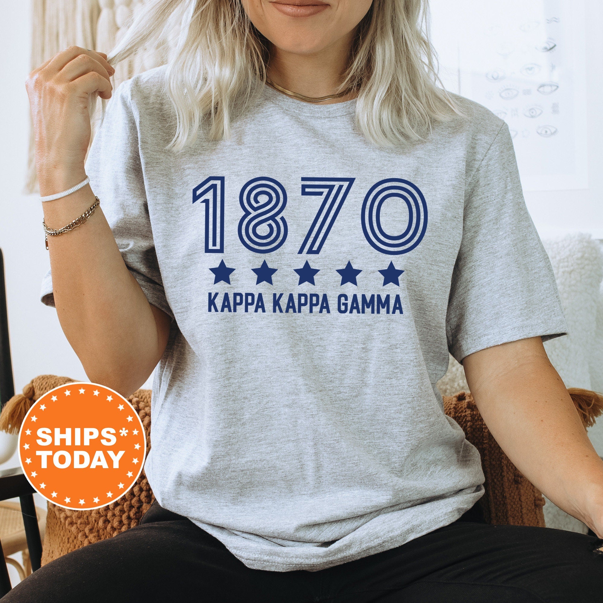 Kite and Crest Kappa Kappa Gamma Star Girls Sorority T Shirt Kappa Comfort Colors Shirt Sorority Merch Big Little Reveal Sorority Gift 16527g White