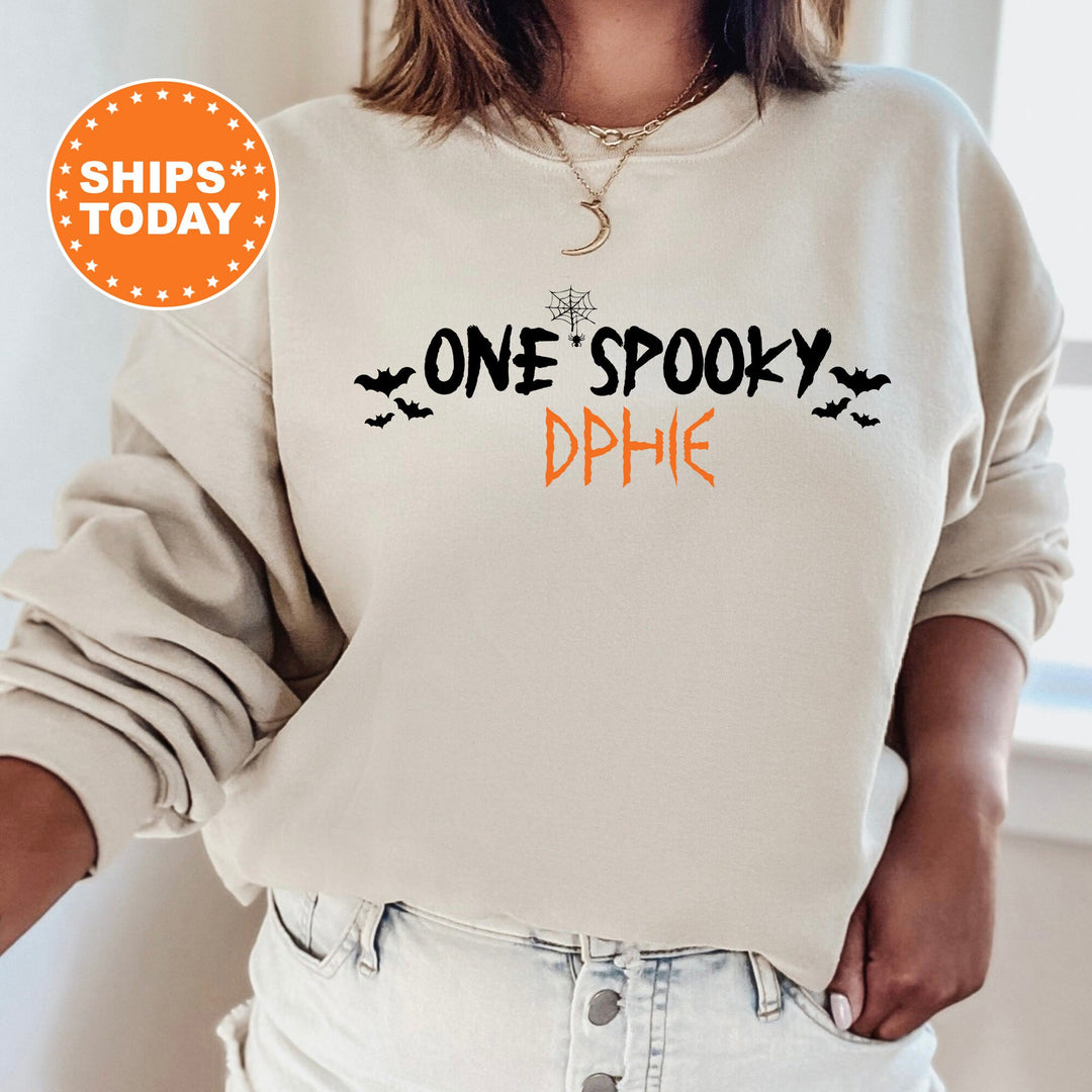 One Spooky DPHIE | Delta Phi Epsilon Halloween Sorority Sweatshirt | Big Little Reveal Gift | Sorority Merch | Greek Apparel _  17119g