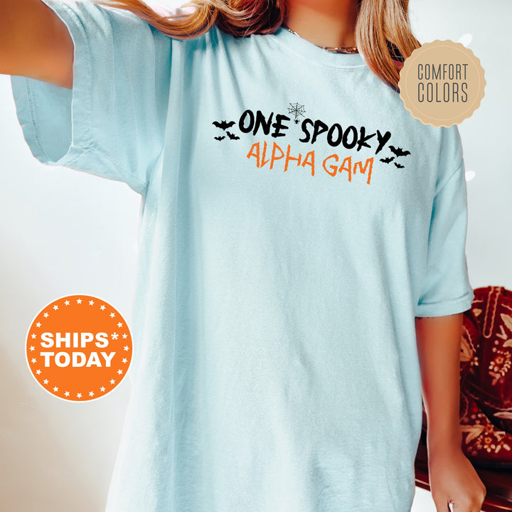 One Spooky Alpha Gam | Alpha Gamma Delta Halloween Sorority T-Shirt | AGD Comfort Colors Shirt | Big Little Gift | Greek Apparel _ 17110g