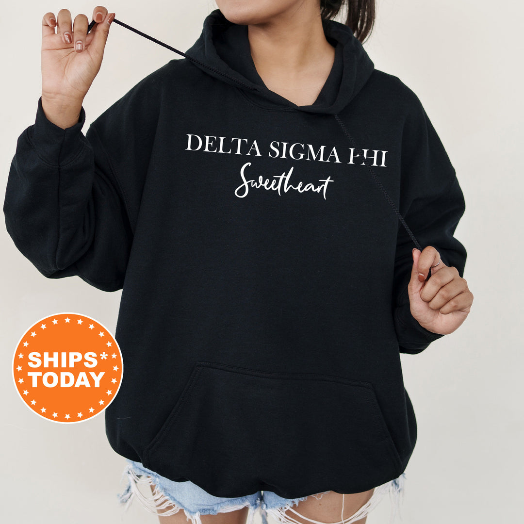 Delta Sigma Phi Cursive Sweetheart Fraternity Sweatshirt | Delta Sig Sweetheart Sweatshirt | Fraternity Hoodie | Gift For Girlfriend