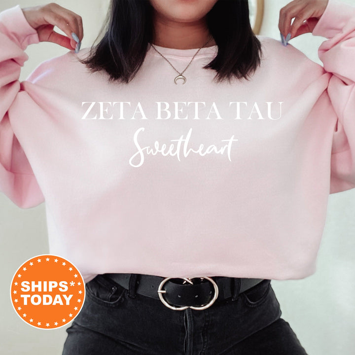 Zeta Beta Tau Cursive Sweetheart Fraternity Sweatshirt | ZBT Sweetheart Sweatshirt | Fraternity Hoodie | Gift For Girlfriend