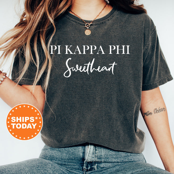 Pi Kappa Phi Cursive Sweetheart Fraternity T-Shirt | Pi Kapp Sweetheart Shirt | Comfort Colors Tee | Gift For Girlfriend _ 6932g