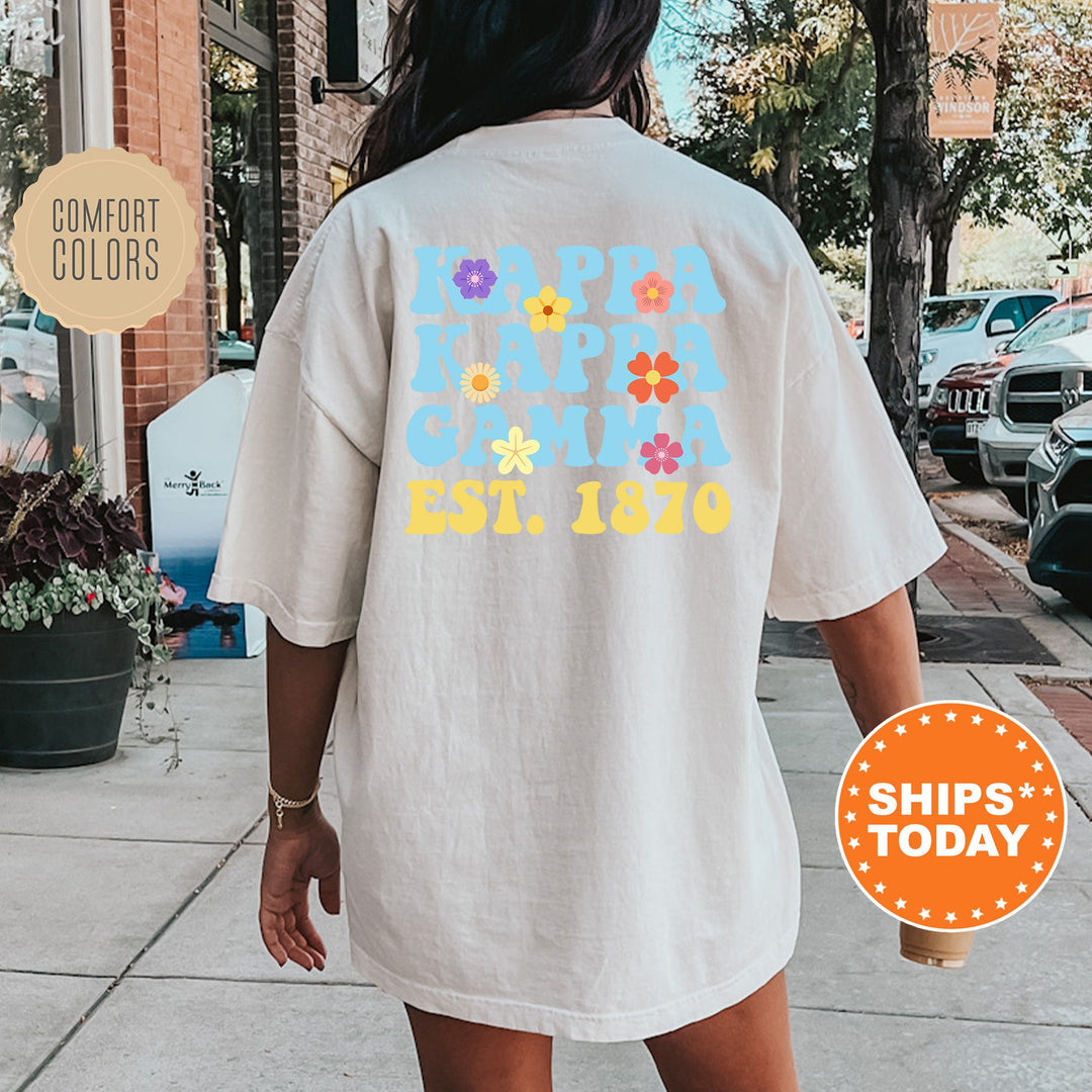 Kappa Kappa Gamma Bright Buds Sorority T-Shirt | Kappa Comfort Colors Shirt | Big Little Sorority Reveal | Trendy Floral Shirt _ 13571g