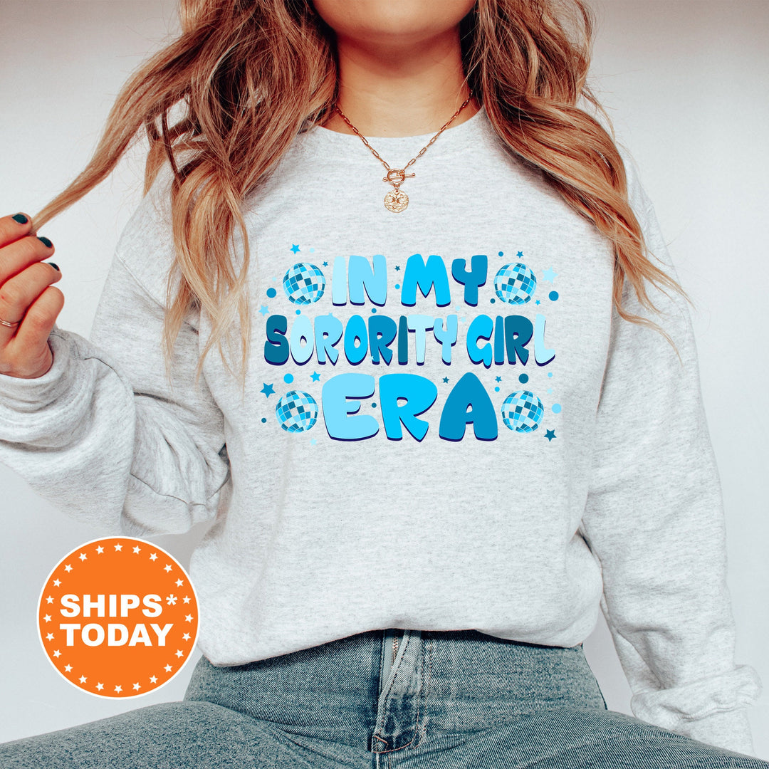 In My Sorority Girl Era | Sorority Girl Blue Disco Sorority Sweatshirt | Big Little Reveal | Sorority Recruitment Bid Day Gift _ 503SG