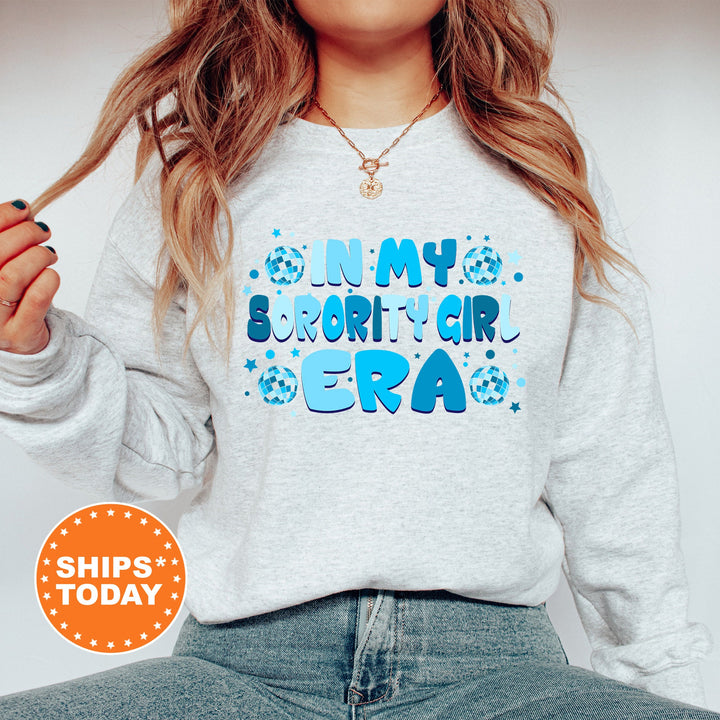 In My Sorority Girl Era | Sorority Girl Blue Disco Sorority Sweatshirt | Big Little Reveal | Sorority Recruitment Bid Day Gift _ 503SG