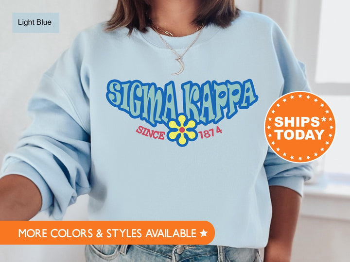 Sigma Kappa Outlined In Blue Sweatshirt | Sigma Kappa Crewneck Sweatshirt | Big Little Reveal | Sorority Merch | College Apparel _ 7848g