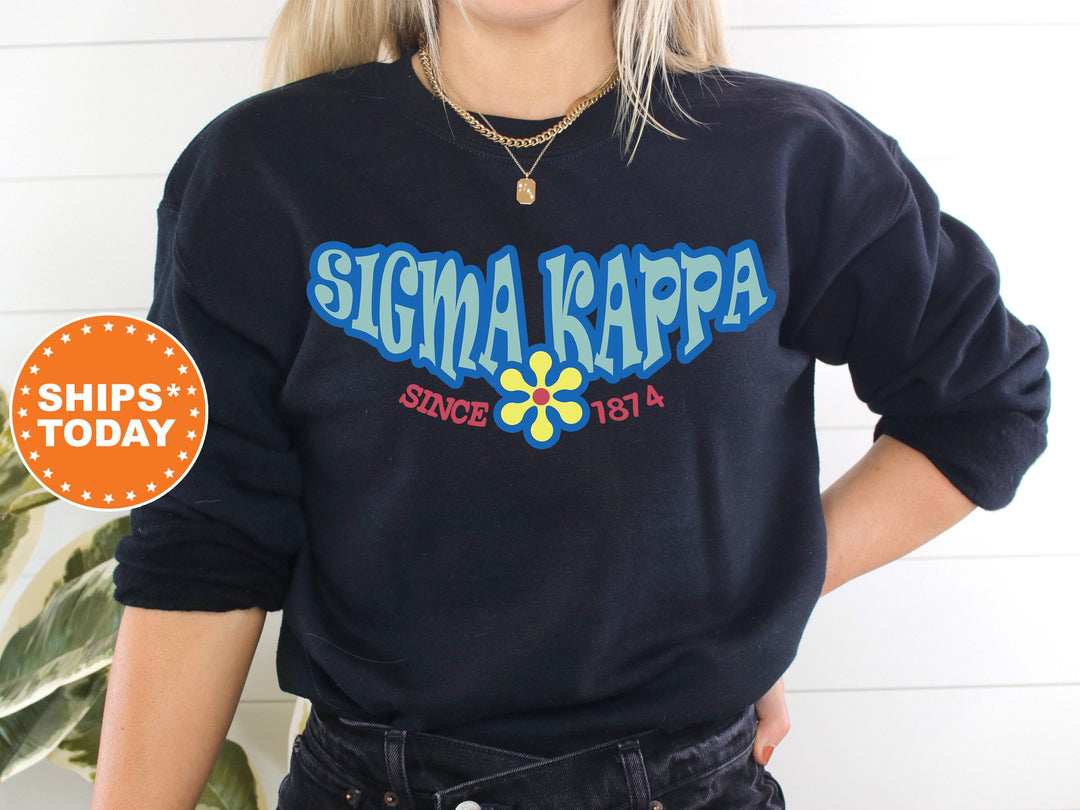 Sigma Kappa Outlined In Blue Sweatshirt | Sigma Kappa Crewneck Sweatshirt | Big Little Reveal | Sorority Merch | College Apparel _ 7848g