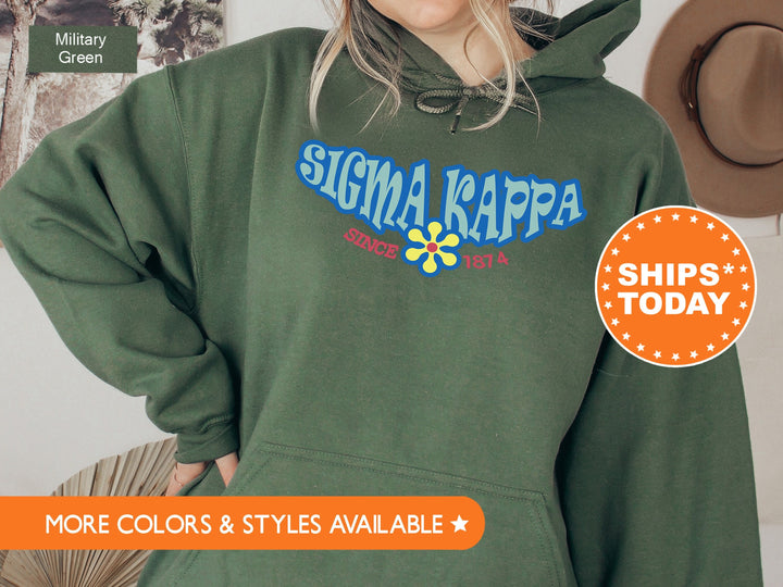 Sigma Kappa Outlined In Blue Sweatshirt | Sigma Kappa Crewneck Sweatshirt | Big Little Reveal | Sorority Merch | College Apparel _ 7848g