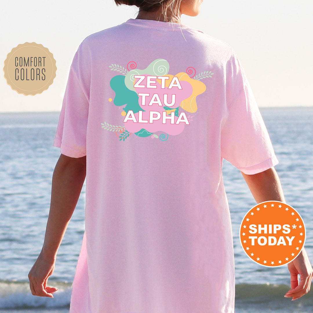 Zeta Tau Alpha Pink Floral Sorority T-Shirt | ZETA Floral Shirt | Trendy Big Little Reveal Gift | Comfort Colors Tee | Bid Day Gift _ 12742g
