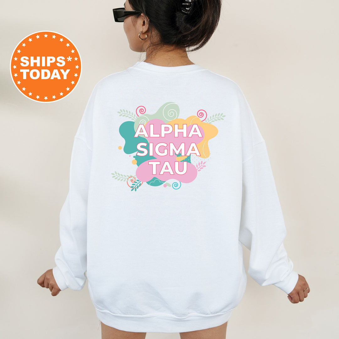 Alpha Sigma Tau Pink Floral Sorority Sweatshirt | Trendy Sweatshirt | Sorority Apparel | Big Little Reveal | Sorority Gifts _ 12724g