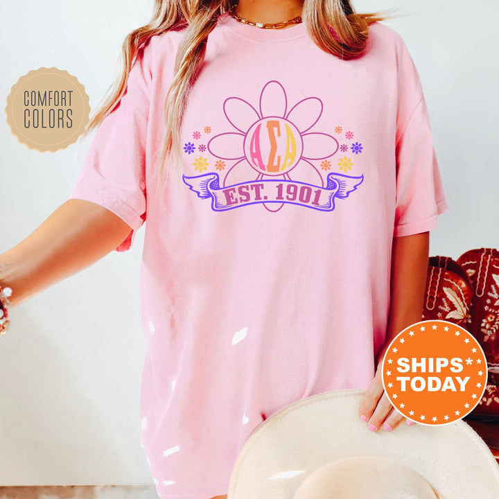 Alpha Sigma Alpha Floral Greek Letters Sorority T-Shirt | Comfort Colors Tee | Big Little Reveal Gift | Trendy Floral Shirt _ 16931g
