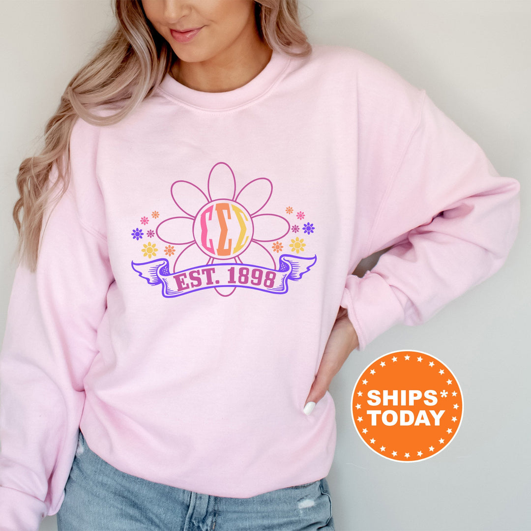 Sigma Sigma Sigma Floral Greek Letters Sorority Sweatshirt | Tri Sigma Comfy Sweatshirt | Sorority Letters | Big Little Reveal Gift _ 16948g