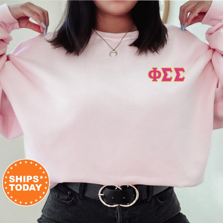 Phi Sigma Sigma Red Letters Left Chest Graphic Sorority Sweatshirt | Phi Sig Greek Sweatshirt | Greek Letters | Sorority Letters _ 17534g