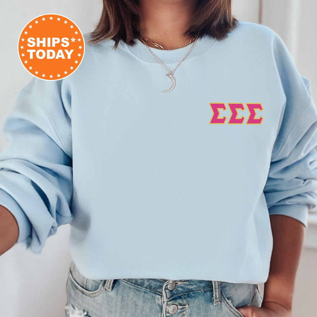 Sigma Sigma Sigma Red Letters Left Chest Graphic Sorority Sweatshirt | Tri Sigma Sweatshirt | Greek Letters | Sorority Letters _ 17538g