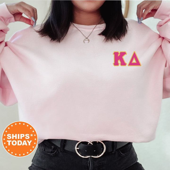 Kappa Delta Red Letters Left Chest Graphic Sorority Sweatshirt | Kay Dee Greek Sweatshirt | Greek Letters | Sorority Letters _ 17531g
