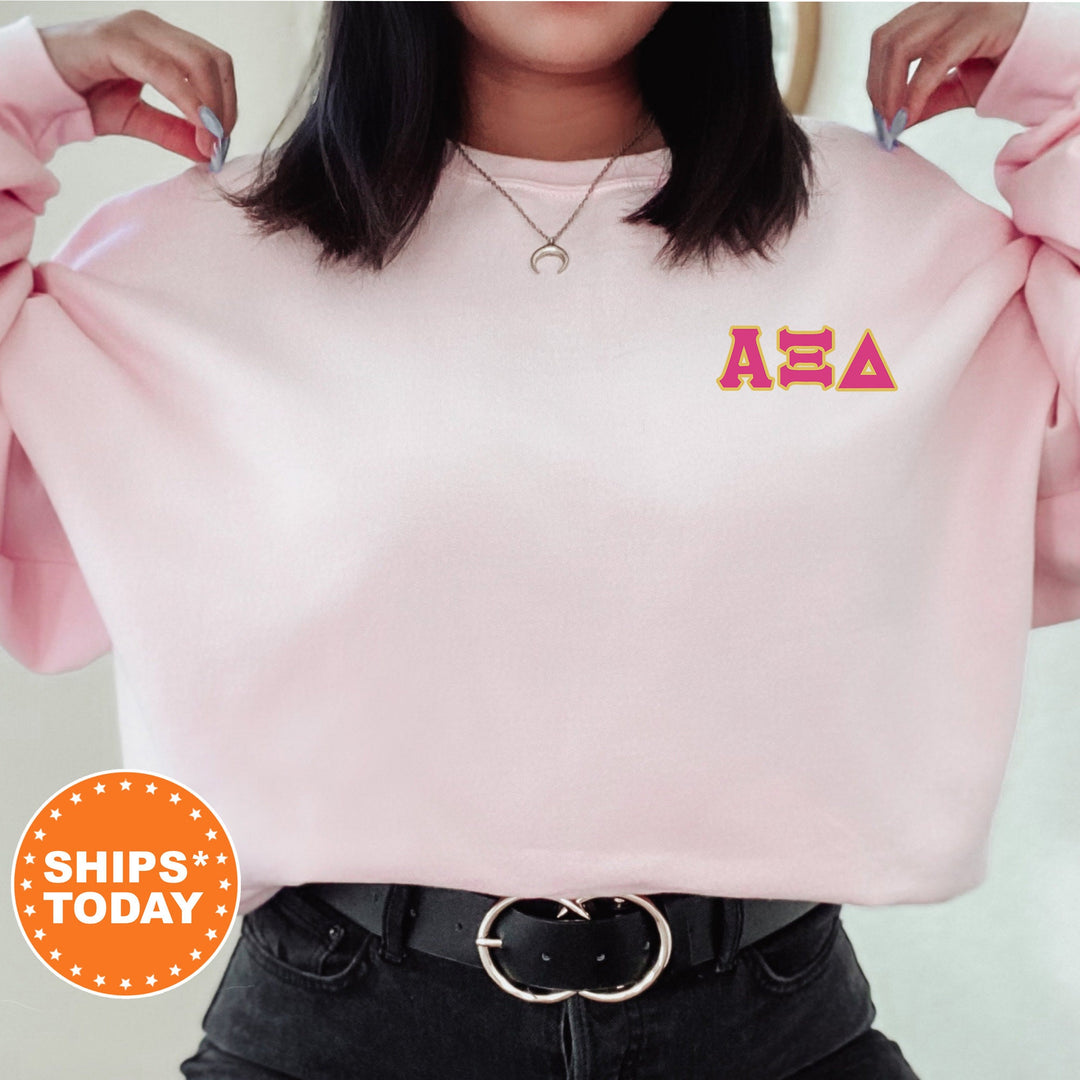 Alpha Xi Delta Red Letters Left Chest Graphic Sorority Sweatshirt | AXID Greek Sweatshirt | Greek Letters | Sorority Letters _ 17523g