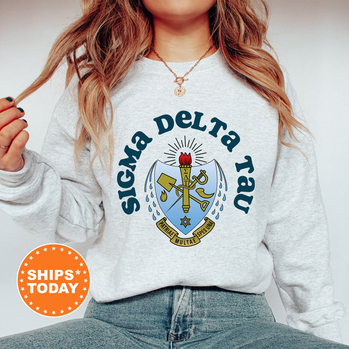Sigma Delta Tau Crest Legacy Sorority Sweatshirt | Sig Delt Crest Sweatshirt | Big Little Sorority Gift | College Greek Apparel