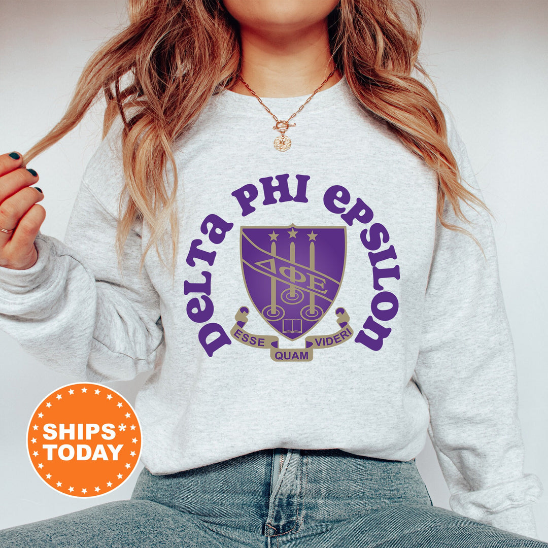 Delta Phi Epsilon Crest Legacy Sorority Sweatshirt | DPHIE Crest Sweatshirt | Big Little Sorority Gift | College Greek Apparel