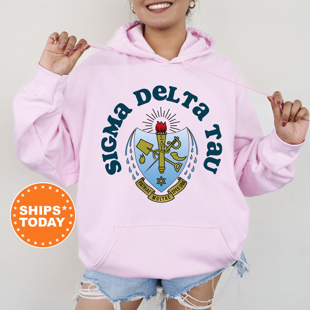 Sigma Delta Tau Crest Legacy Sorority Sweatshirt | Sig Delt Crest Sweatshirt | Big Little Sorority Gift | College Greek Apparel