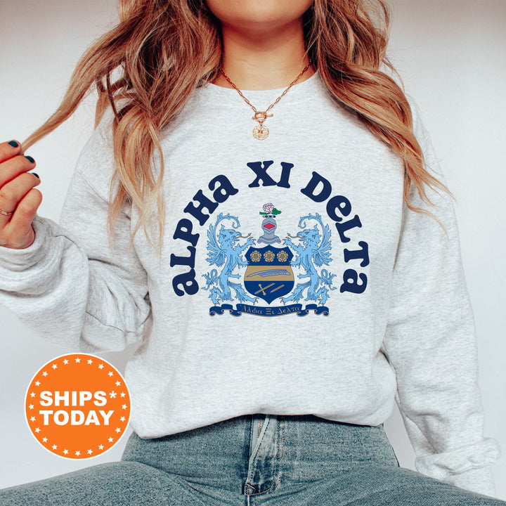 Alpha Xi Delta Crest Legacy Sorority Sweatshirt | AXID Crest Sweatshirt | Alpha Xi Big Little Sorority Gift | College Greek Apparel