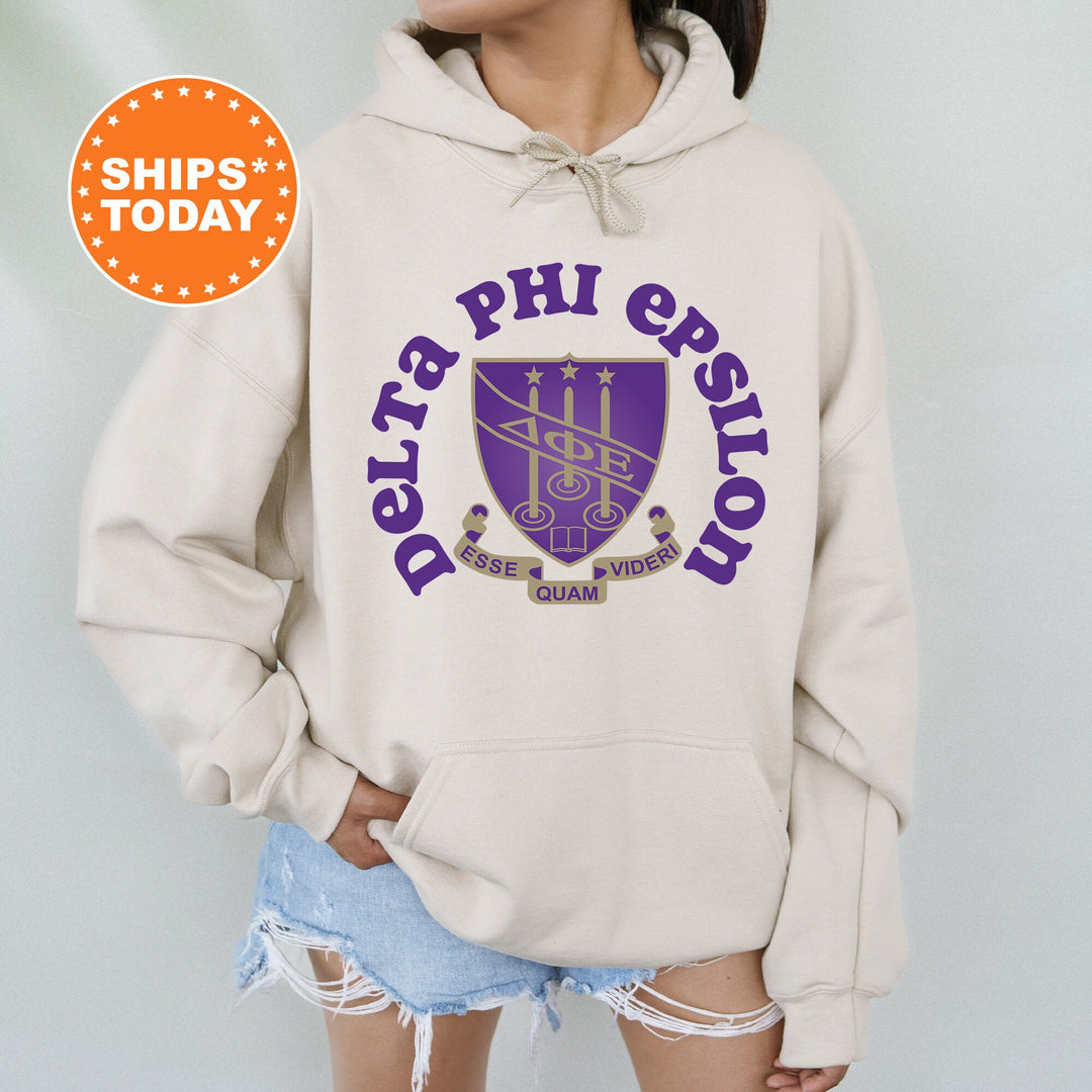 Delta Phi Epsilon Crest Legacy Sorority Sweatshirt | DPHIE Crest Sweatshirt | Big Little Sorority Gift | College Greek Apparel
