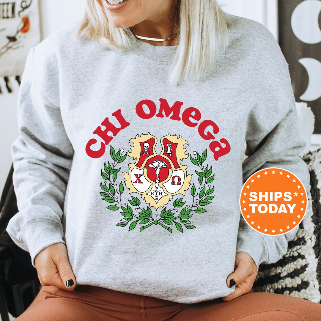 Chi Omega Crest Legacy Sorority Sweatshirt | Chi Omega Crest Sweatshirt | Chi O Big Little Sorority Gift | College Greek Apparel 17344g