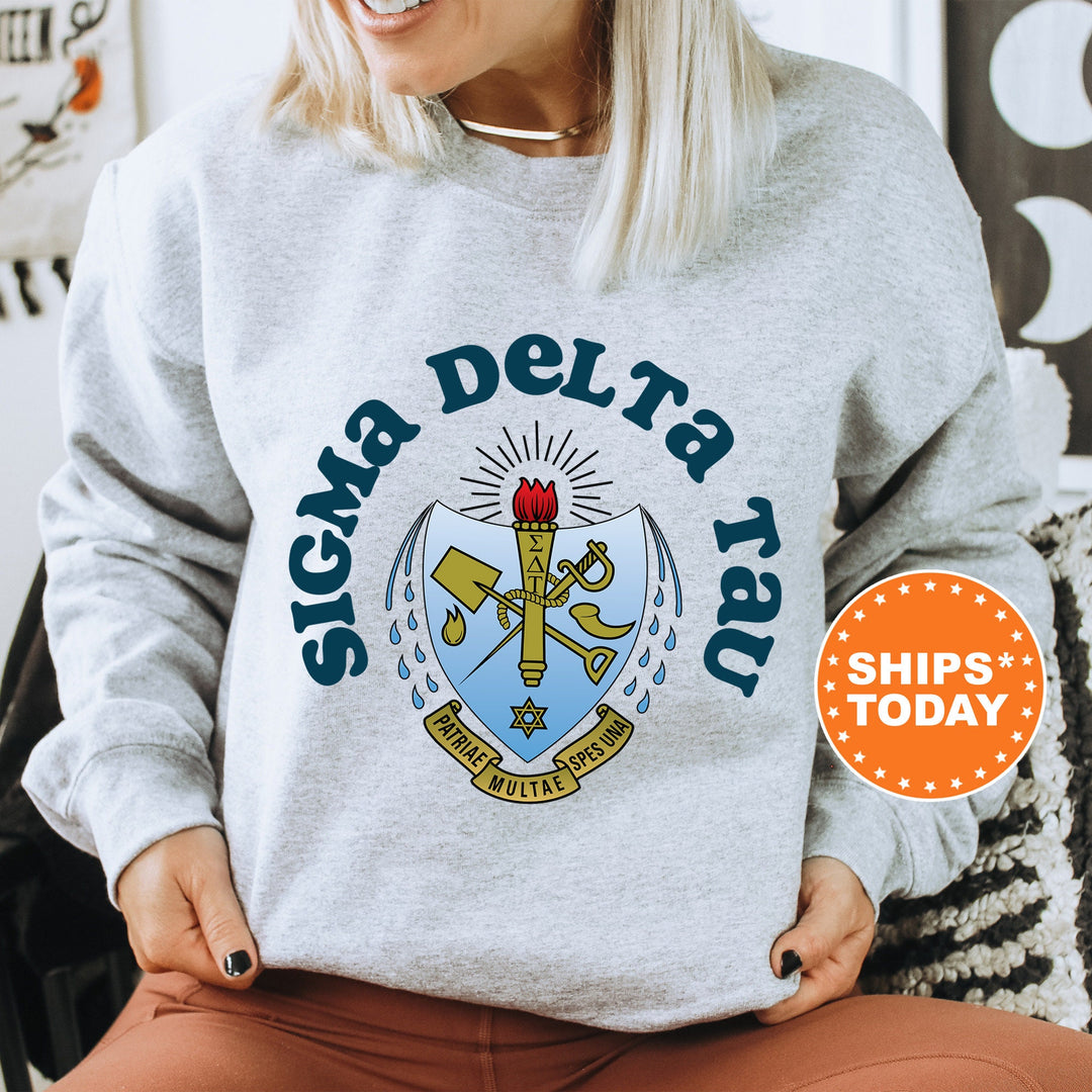 Sigma Delta Tau Crest Legacy Sorority Sweatshirt | Sig Delt Crest Sweatshirt | Big Little Sorority Gift | College Greek Apparel