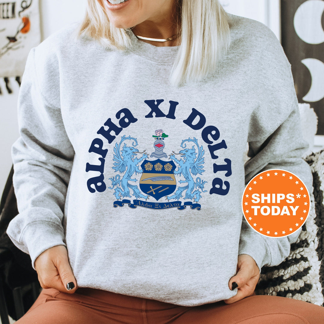 Alpha Xi Delta Crest Legacy Sorority Sweatshirt | AXID Crest Sweatshirt | Alpha Xi Big Little Sorority Gift | College Greek Apparel