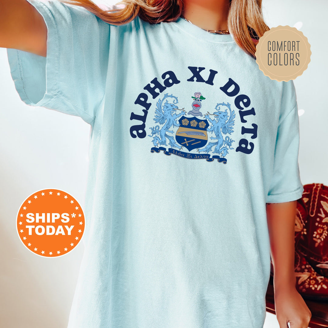 Alpha Xi Delta Crest Legacy Sorority T-Shirt | AXID Crest Shirt | Big Little Reveal Gift | Sorority Merch | Comfort Colors Tee _ 17343g