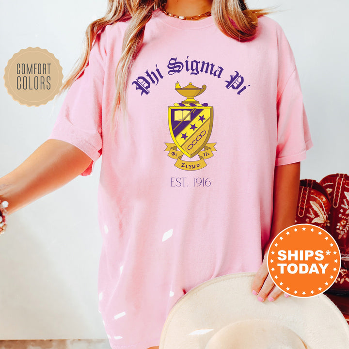 Phi Sigma Pi Greek Heritage COED T-Shirt | Phi Sigma Pi Crest Shirt | COED Fraternity TShirt | Comfort Colors Tee _ 15393g