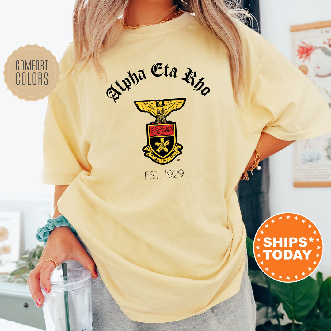 Alpha Eta Rho Greek Heritage COED T-Shirt | Alpha Eta Rho Crest Shirt | COED Fraternity TShirt | Comfort Colors Tee _ 15381g