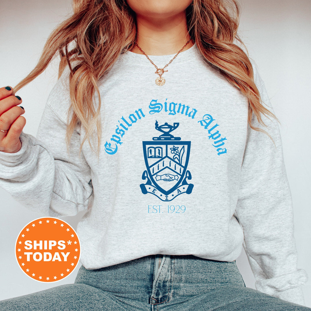 Epsilon Sigma Alpha Greek Heritage COED Sweatshirt | Epsilon Sigma Alpha Crest Sweatshirt | COED Fraternity Gift | Greek Apparel _ 15387g