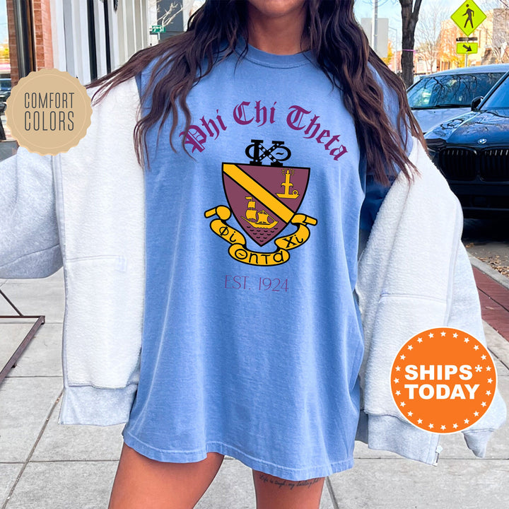 Phi Chi Theta Greek Heritage COED T-Shirt | Phi Chi Theta Crest Shirt | COED Fraternity TShirt | Comfort Colors Tee _ 15391g