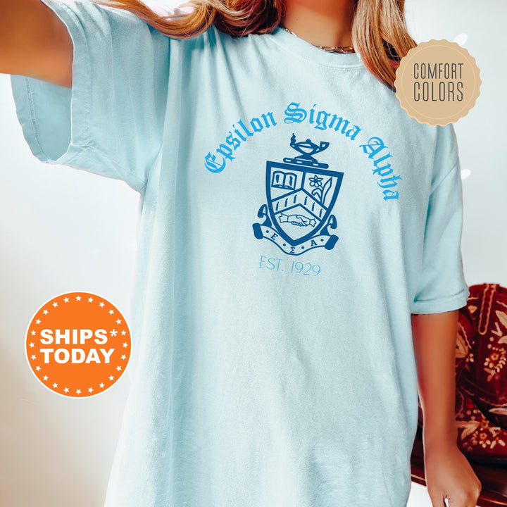 Epsilon Sigma Alpha Greek Heritage COED T-Shirt | Epsilon Sigma Alpha Crest Shirt | ESA Fraternity TShirt | Comfort Colors _ 15387g
