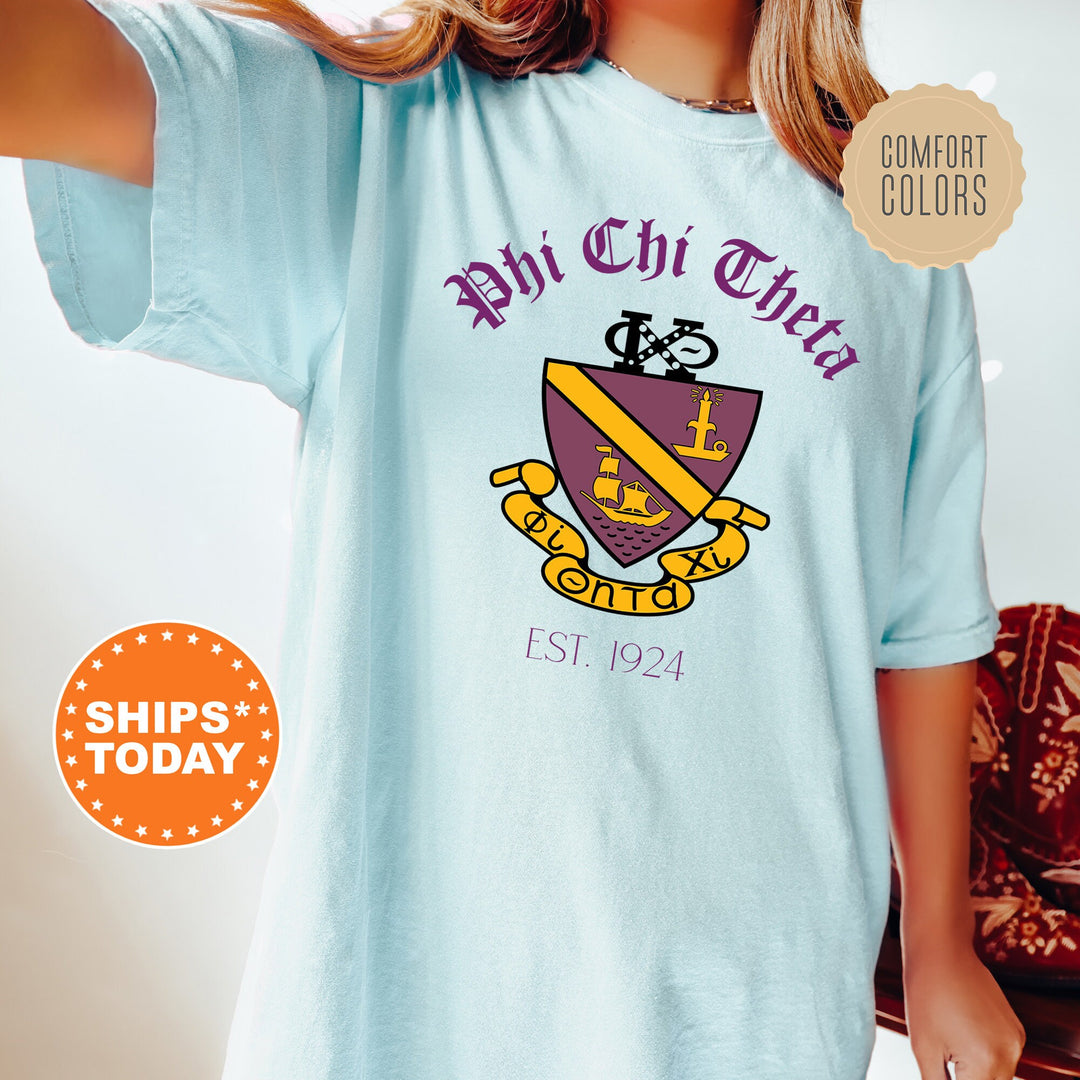 Phi Chi Theta Greek Heritage COED T-Shirt | Phi Chi Theta Crest Shirt | COED Fraternity TShirt | Comfort Colors Tee _ 15391g