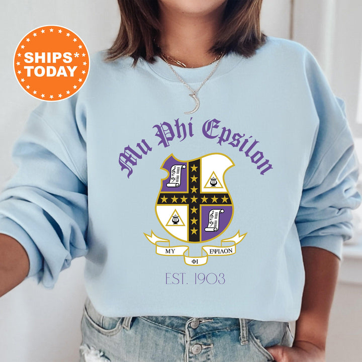 Mu Phi Epsilon Greek Heritage COED Sweatshirt | Mu Phi Epsilon Crest Sweatshirt | COED Fraternity Crewneck | Greek Apparel _ 15389g