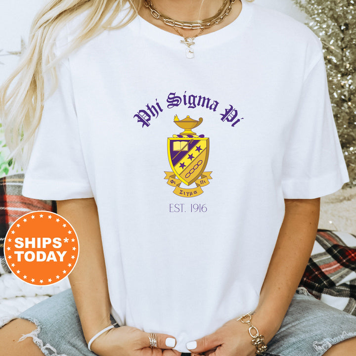 Phi Sigma Pi Greek Heritage COED T-Shirt | Phi Sigma Pi Crest Shirt | COED Fraternity TShirt | Comfort Colors Tee _ 15393g