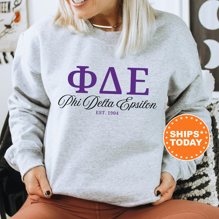 Phi Delta Epsilon Letter Unity COED Sweatshirt | Phi Delta Epsilon Greek Letters Sweatshirt | COED Fraternity Gift | Greek Apparel _ 15376g